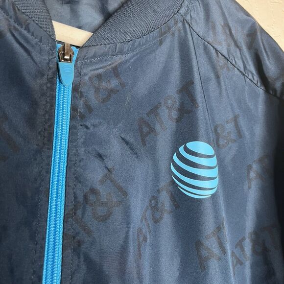 AT&T All Over Logo Blue Uniform Full Zip Bomber Style Jacket Mens Size 2XL - Picture 4 of 9